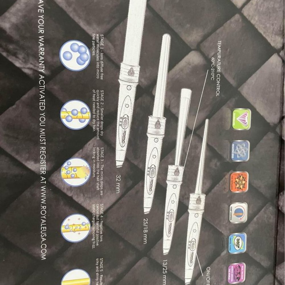 Royale professional tourmaline curling iron 4 piece set